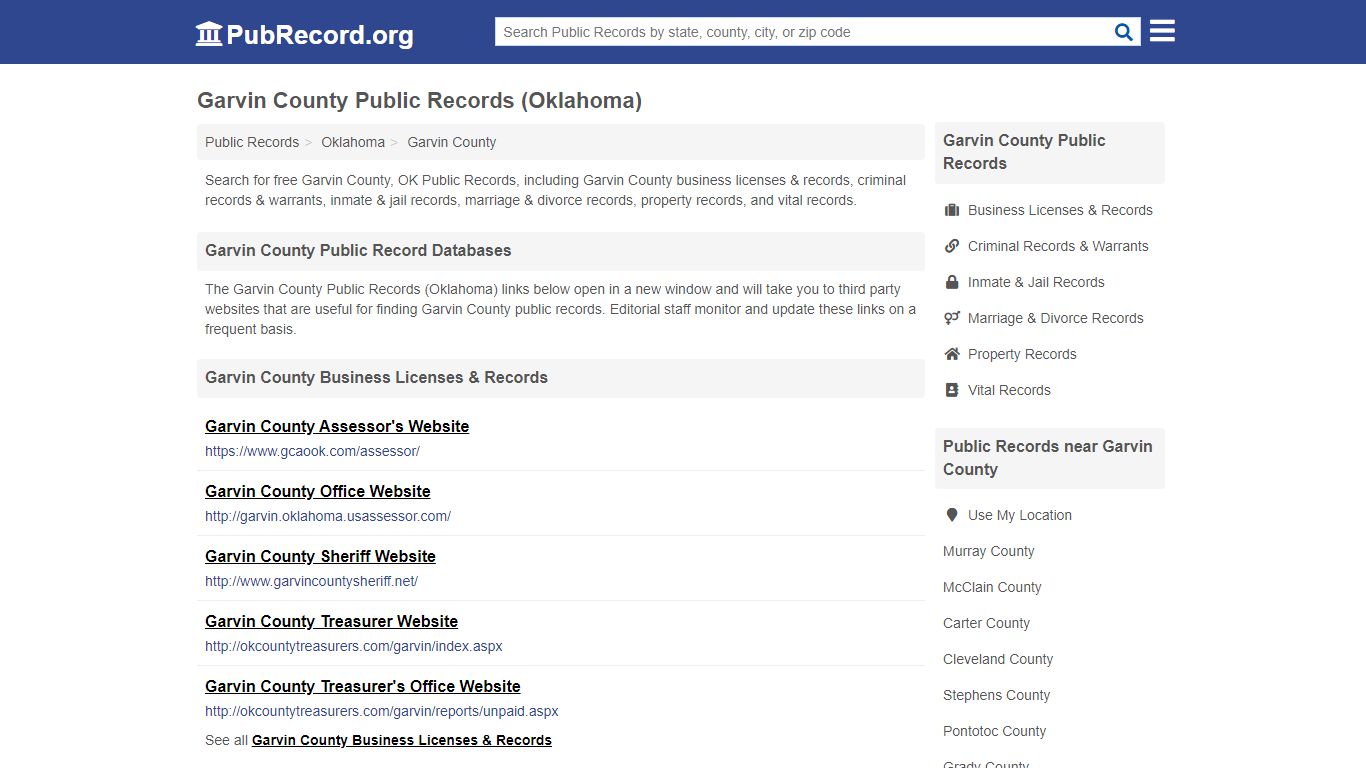 Free Garvin County Public Records (Oklahoma Public Records)